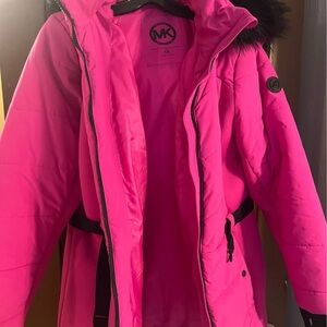 Michael Kors Fuchsia Puffer Coat with Black Trim